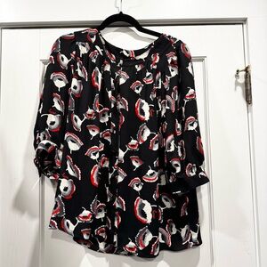 Vintage Milly New York button‎ up Silk Top 8 Floral 100% silk blouse old money